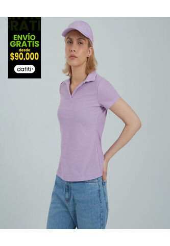 Polo Para Mujer Manga Corta Color Morado Marca Ostu #40110146 Ostu