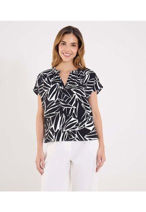 Blusa Para Mujer Manga Corta Color Negro Marca Ostu #40121203