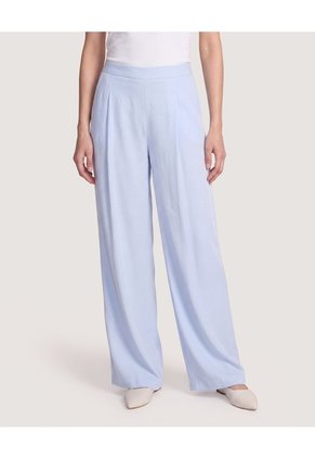 Pantalón Palazzo Fluido Para Mujer Azul Ostu