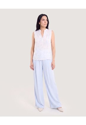 Pantalón Palazzo Fluido Para Mujer Azul Ostu