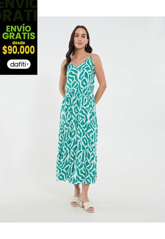 Vestido Para Mujer M/Sisa Largo Color Verde Marca Ostu #40170316 Ostu