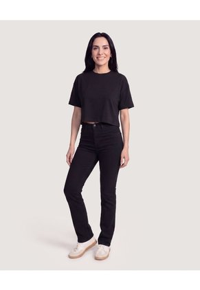 Camiseta Crop Oversize  Para Mujer Negro Ostu