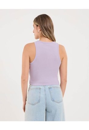 Camiseta Para Mujer Crop Top Manga Sisa Color Lila Marca Ostu #40092607