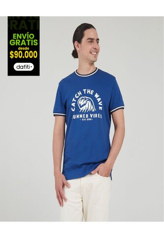 Camiseta Para Hombre Manga Corta Color Azul  Marca Ostu #60091089 Ostu