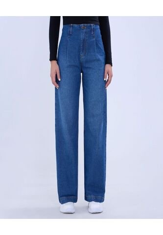 Jean Para Mujer Wide-Leg Minimal Color Azul Medio Marca Ostu #40160477 Ostu