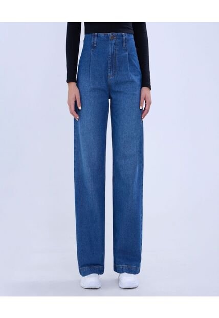 Jean Para Mujer Wide-Leg Minimal Color Azul Medio Marca Ostu #40160477