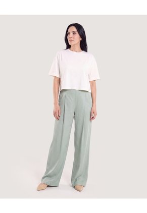 Camiseta Crop Oversize  Para Mujer Crema Ostu