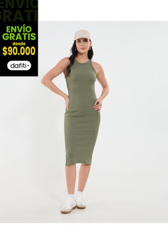 Vestido Para Mujer M/Sisa Largo Color Verde Marca Ostu #40170328 Ostu