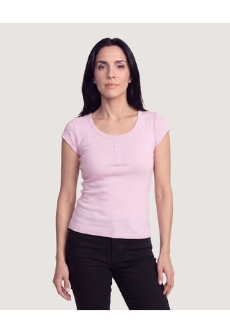 Camiseta Básica Con Botones  Para Mujer Lila Ostu Ostu