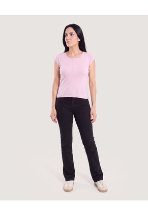 Camiseta Básica Con Botones  Para Mujer Lila Ostu