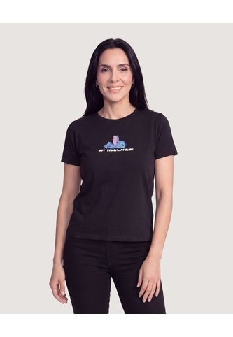 Camiseta Stitch Relax  Para Mujer Negro Ostu Ostu