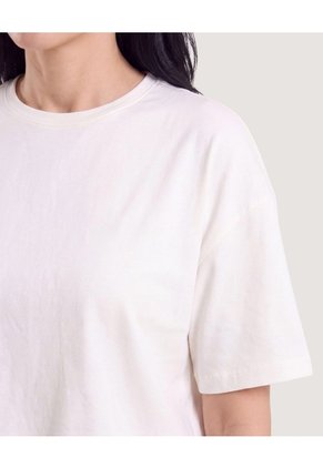 Camiseta Crop Oversize  Para Mujer Crema Ostu