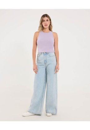 Camiseta Para Mujer Crop Top Manga Sisa Color Lila Marca Ostu #40092607