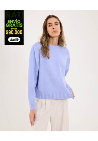 Saco Para Mujer Cuello Redondo Color Azul  Marca Ostu #40330077 Ostu