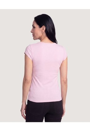 Camiseta Básica Con Botones  Para Mujer Lila Ostu