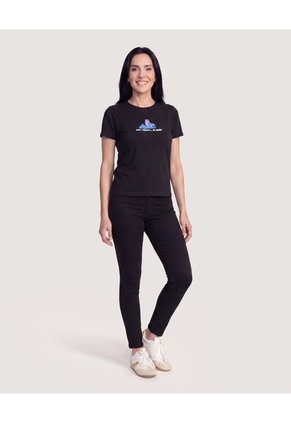 Camiseta Stitch Relax  Para Mujer Negro Ostu