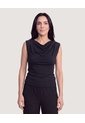 Camiseta Drapeado Brillos  Para Mujer Negro Ostu de Ostu