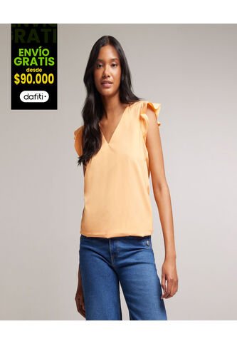 Blusa Para Mujer Manga Corta Color Naranja Marca Ostu #40120719 Ostu