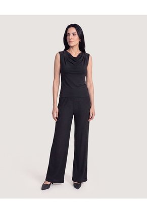 Camiseta Drapeado Brillos  Para Mujer Negro Ostu