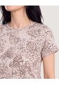 Camiseta Con Vuelos Estampada  Para Mujer Beige Ostu de Ostu