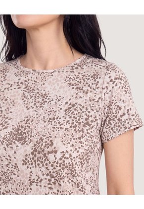Camiseta Con Vuelos Estampada  Para Mujer Beige Ostu