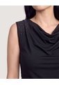 Camiseta Drapeado Brillos  Para Mujer Negro Ostu de Ostu