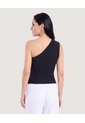Camiseta One Shoulder Texturizada  Para Mujer Negro Ostu de Ostu