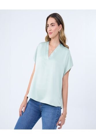 Blusa Para Mujer Manga Corta Color Verde Claro Marca Ostu #40121109 Ostu