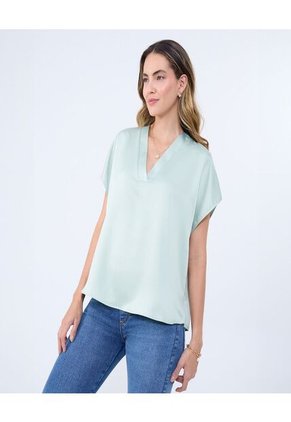 Blusa Para Mujer Manga Corta Color Verde Claro Marca Ostu #40121109