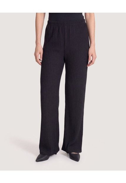 Pantalón Wide Leg Texturizado  Para Mujer Negro Ostu