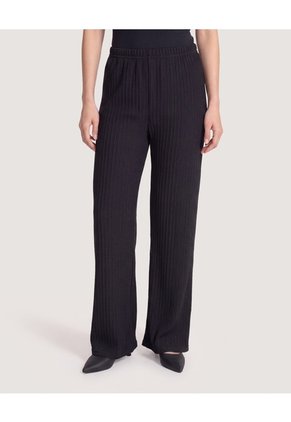 Pantalón Wide Leg Texturizado Para Mujer Negro Ostu