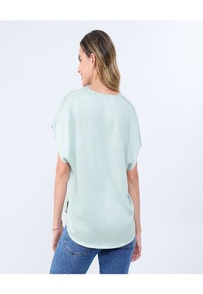 Blusa Para Mujer Manga Corta Color Verde Claro Marca Ostu #40121109