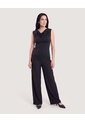 Pantalón Wide Leg Texturizado  Para Mujer Negro Ostu de Ostu