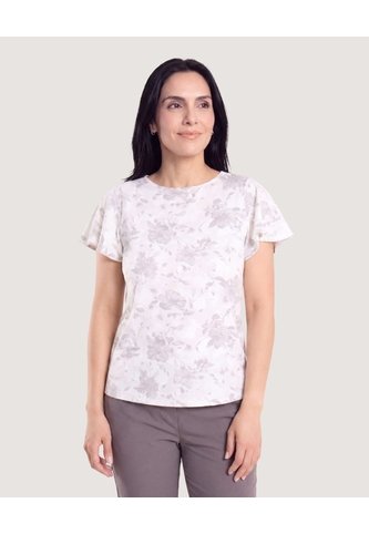 Camiseta Con Vuelos Estampada  Para Mujer Gris Ostu Ostu