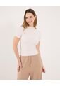 Camiseta Para Mujer Manga Corta Cuello Alto Color Beige Marca Ostu #40092621 de Ostu