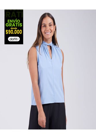 Blusa Para Mujer Manga Sisa Color Azul  Marca Ostu #40120862 Ostu