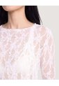 Camiseta Encaje Floral Transparente  Para Mujer Crema Ostu de Ostu