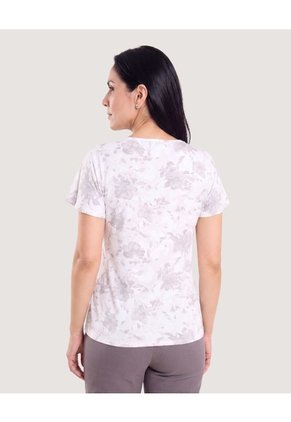Camiseta Con Vuelos Estampada  Para Mujer Gris Ostu