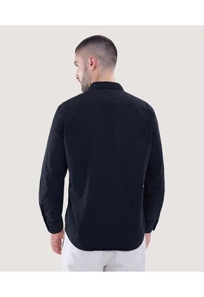 Camisa Para Hombre Manga Larga Con Bolsillo Color Negro Marca Ostu #60010671