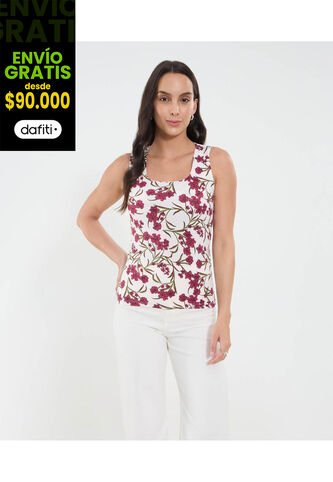 Top Para Mujer Cuello Redondo Color Vino Marca Ostu #40220428 Ostu