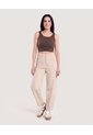 Camiseta Cropped En Rib Con Botones  Para Mujer Café Ostu de Ostu