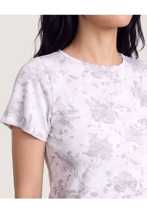 Camiseta Con Vuelos Estampada  Para Mujer Gris Ostu