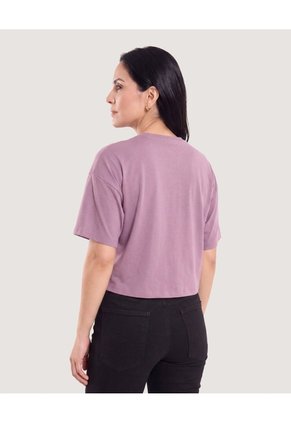 Camiseta Crop Oversize  Para Mujer Morado Ostu