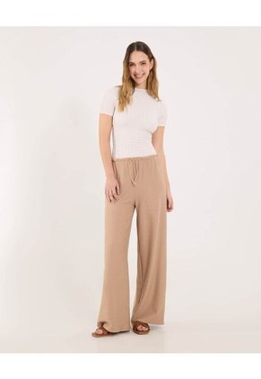 Camiseta Para Mujer Manga Corta Cuello Alto Color Beige Marca Ostu #40092621