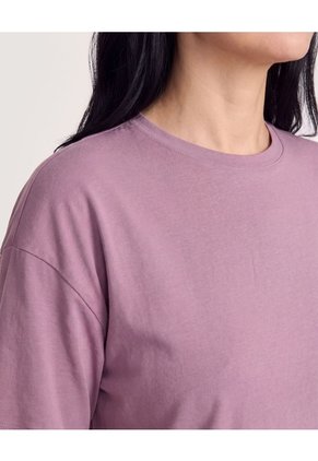 Camiseta Crop Oversize  Para Mujer Morado Ostu