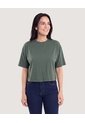 Camiseta Crop Oversize  Para Mujer Verde Ostu de Ostu