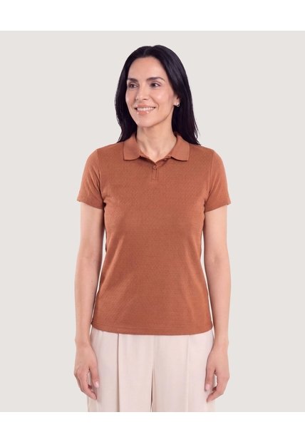 Polo Texturizada Essential  Para Mujer Terracota Ostu