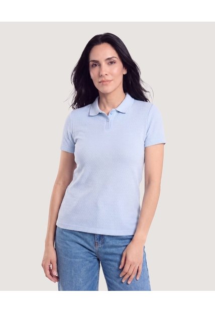 Polo Texturizada Essential  Para Mujer Azul Ostu