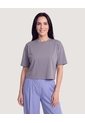 Camiseta Crop Oversize  Para Mujer Gris Ostu de Ostu