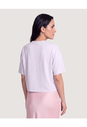 Camiseta Crop Oversize  Para Mujer Lila Ostu